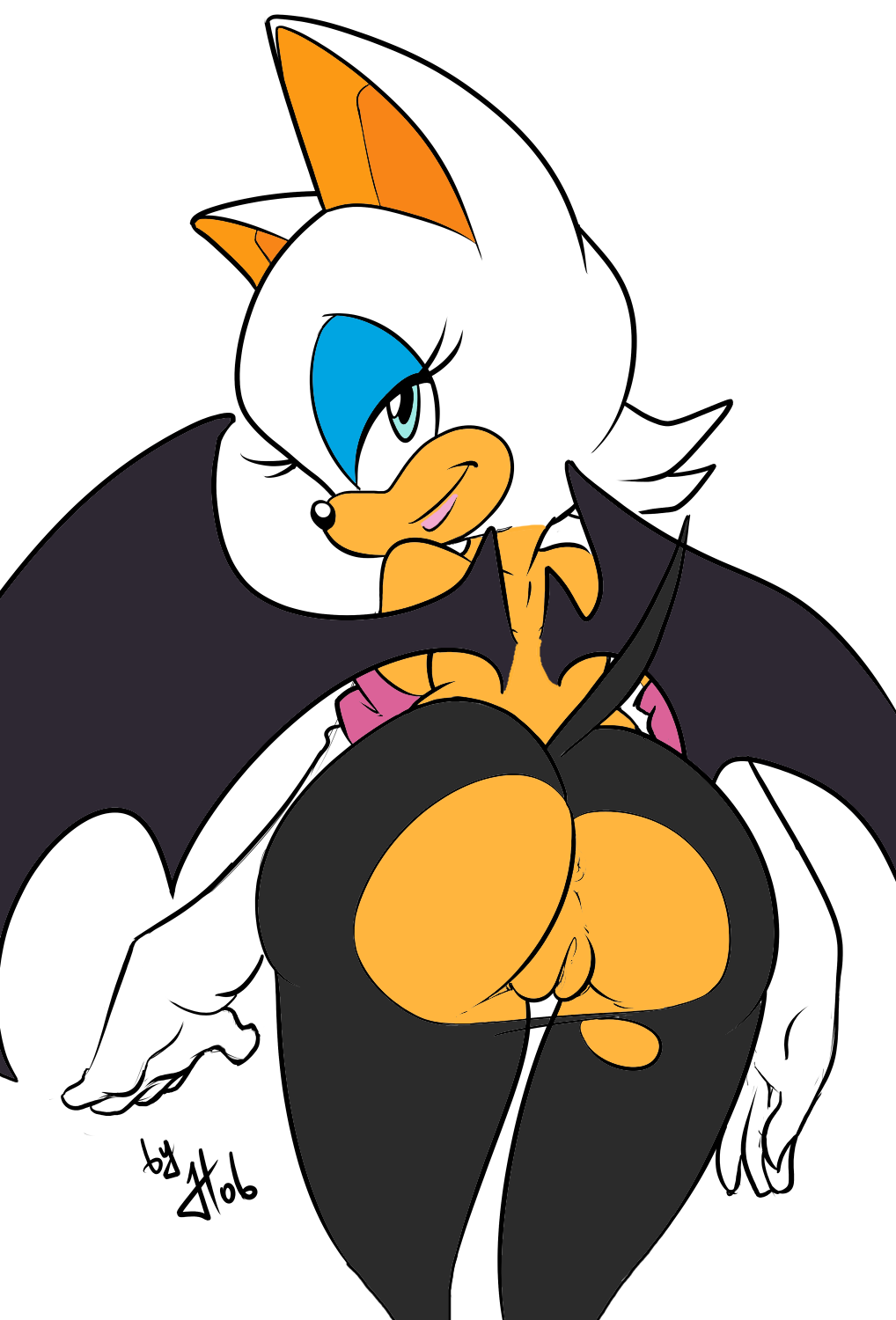 anthro anthro_only crotchless horny_female presenting_hindquarters ripped_suit robinebra rouge_the_bat seductive_look sonic_(series)