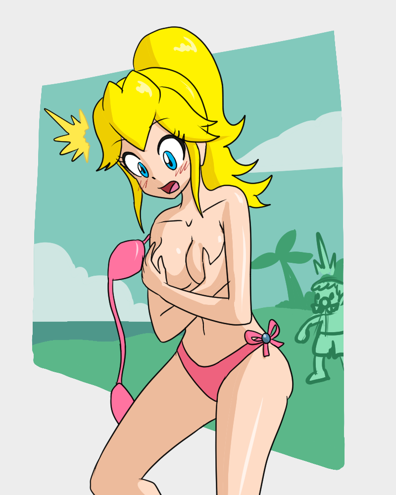 blonde_hair breasts female male mario mario_(series) mythkaz nintendo open_mouth princess_peach tagme topless