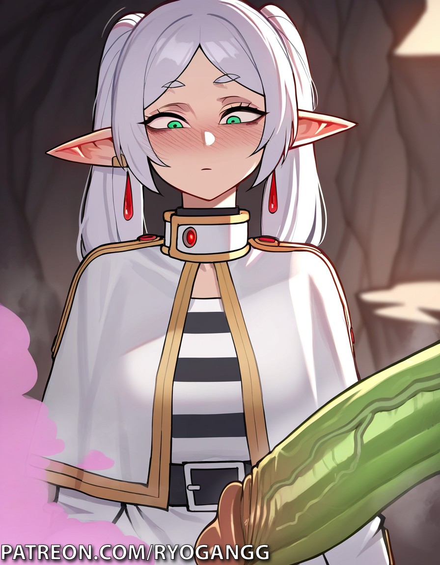 2d, ai generated, elf, elf female, erect penis, female, frieren, frieren beyond journey's end, interracial, light skin, light-skinned female, male, male/female, orc, orc male, penis, ryogangg, self upload, sousou no frieren