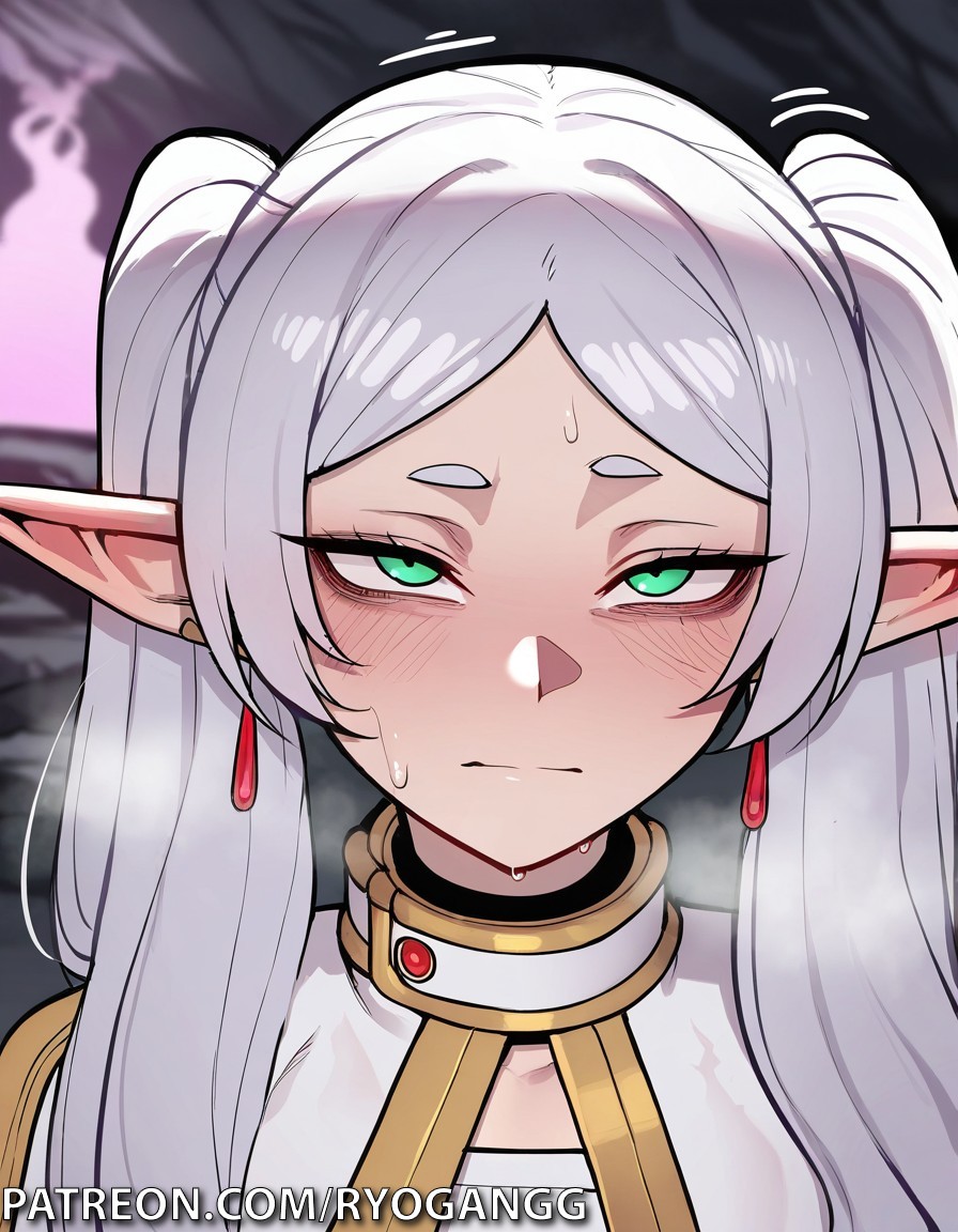 2d, ai generated, blush, blushing, earrings, female, frieren, frieren beyond journey's end, incoming sex, looking at viewer, pov eye contact, ryogangg, self upload, sousou no frieren