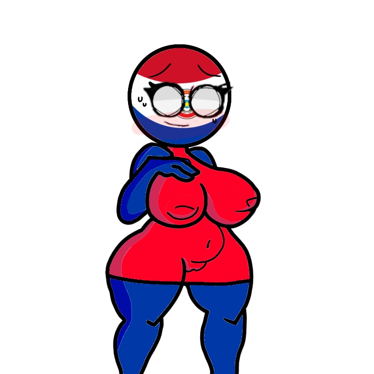 bad_drawing big_breasts countryhumans countryhumans_girl girlfriend_(cosplay) girlfriend_(friday_night_funkin)_(cosplay) paraguay_(countryhumans) red_dress sleeveless_dress