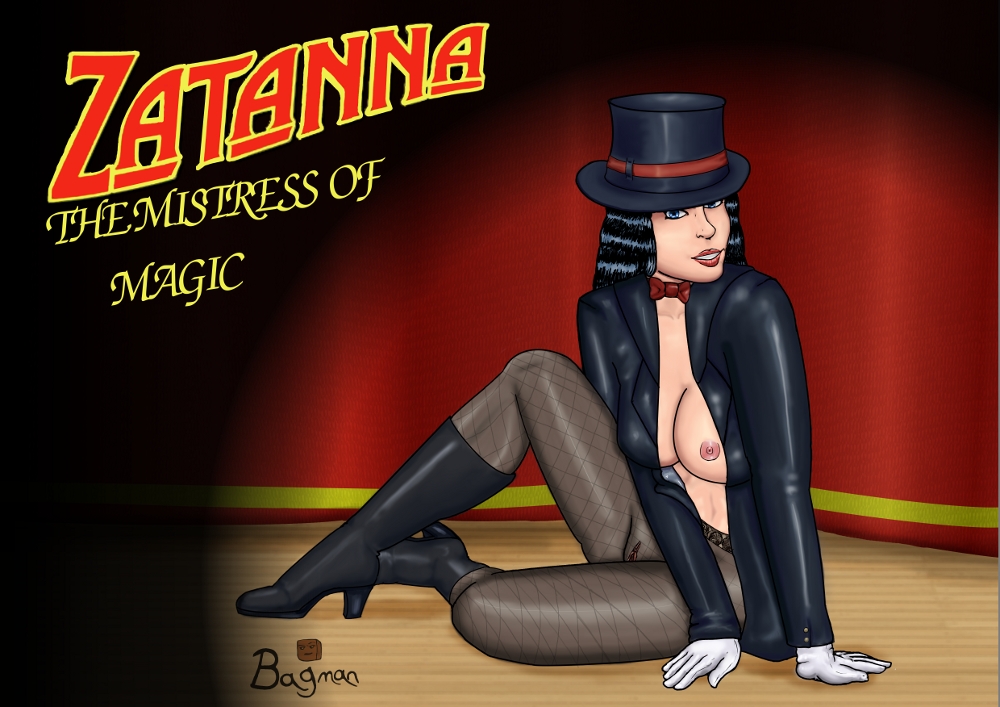 bagman87 black_hair blue_eyes breasts dc female female_only fishnets gloves human long_hair looking_at_viewer nipples smooth_skin solo tagme zatanna