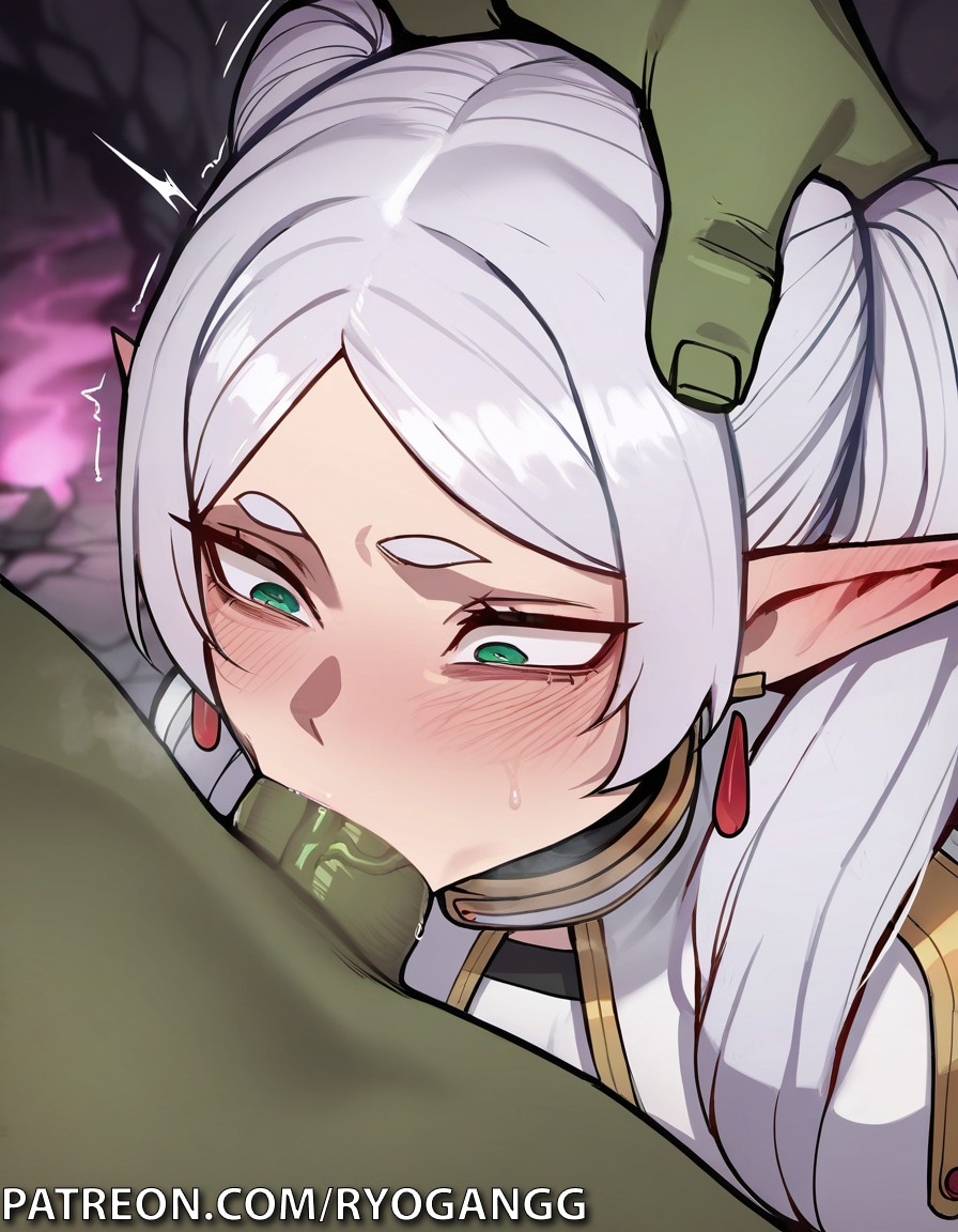 2d, ai generated, elf, elf female, erect penis, female, frieren, frieren beyond journey's end, interracial, light skin, light-skinned female, male, male/female, orc, orc male, penis, ryogangg, self upload, sousou no frieren