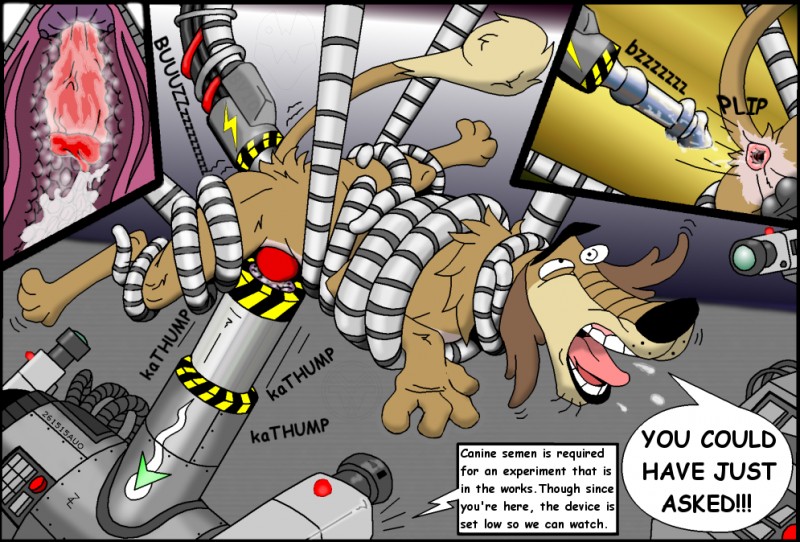 anal bondage bound cartoon_network comic dukey gay johnny_test_(series) rape semen_collecting_machine sex_machine text