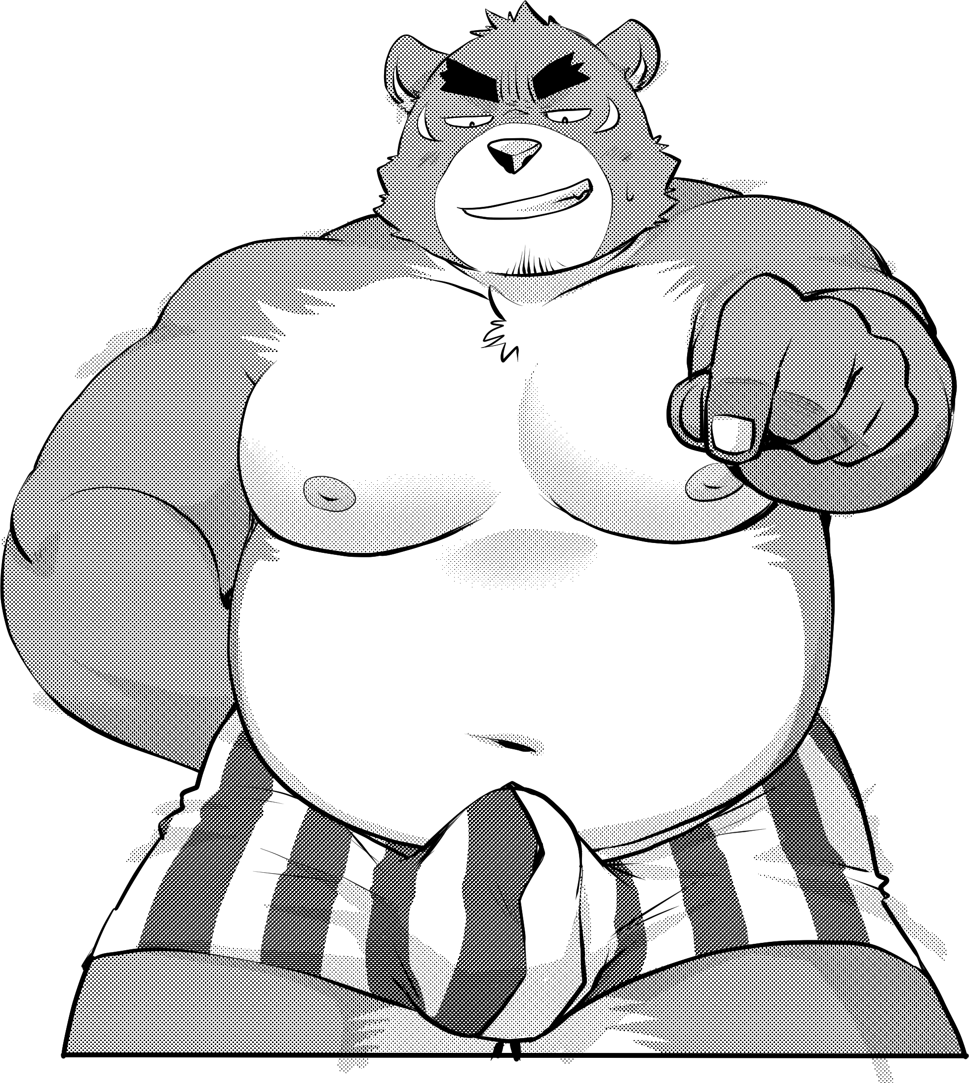 2024 anthro bear belly big_belly bulge clothing ellie_saionji hi_res kemono male mammal moobs navel nipples overweight overweight_male simple_background solo underwear