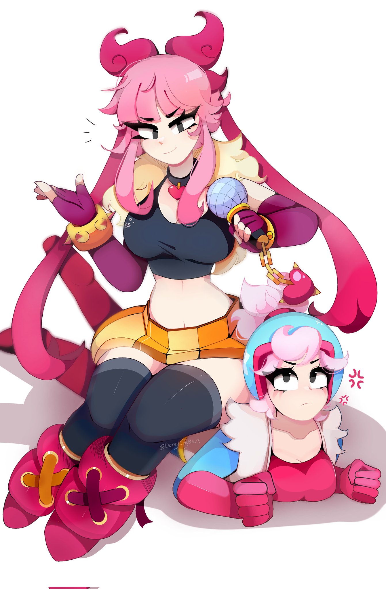 brawl stars, female, janet (brawl stars), melodie (brawl stars), sitting on person, submission by melodie (brawl stars), tagme