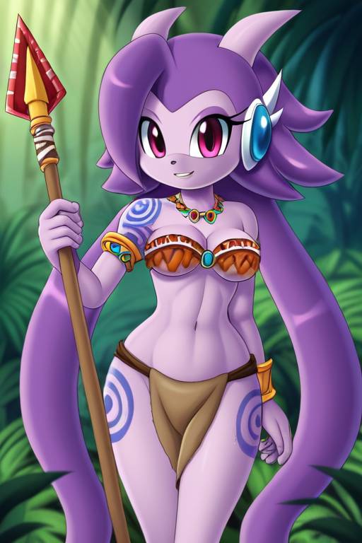 ai_generated anthro aquatic_dragon artembrawler dragon female female_protagonist freedom_planet freedom_planet_2 looking_at_viewer low_effort off_model poor_quality sash_lilac tribal video_games water_dragon