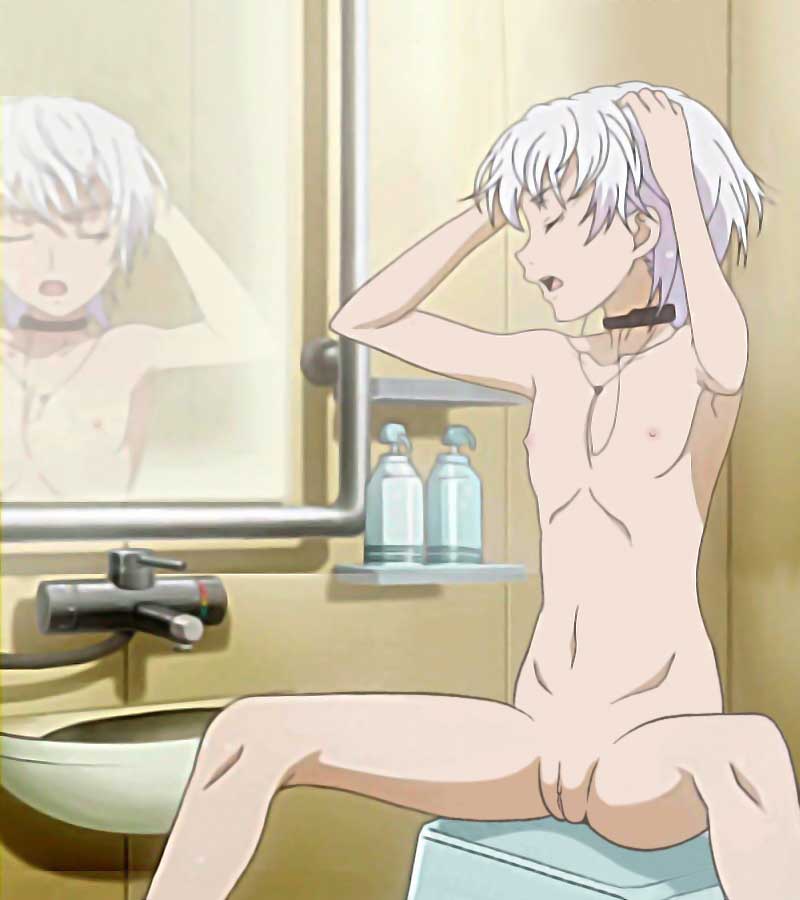 female accelerator bathroom collar flat_chest rule_63 nipples nude pussy to_aru_majutsu_no_index uncensored white_hair