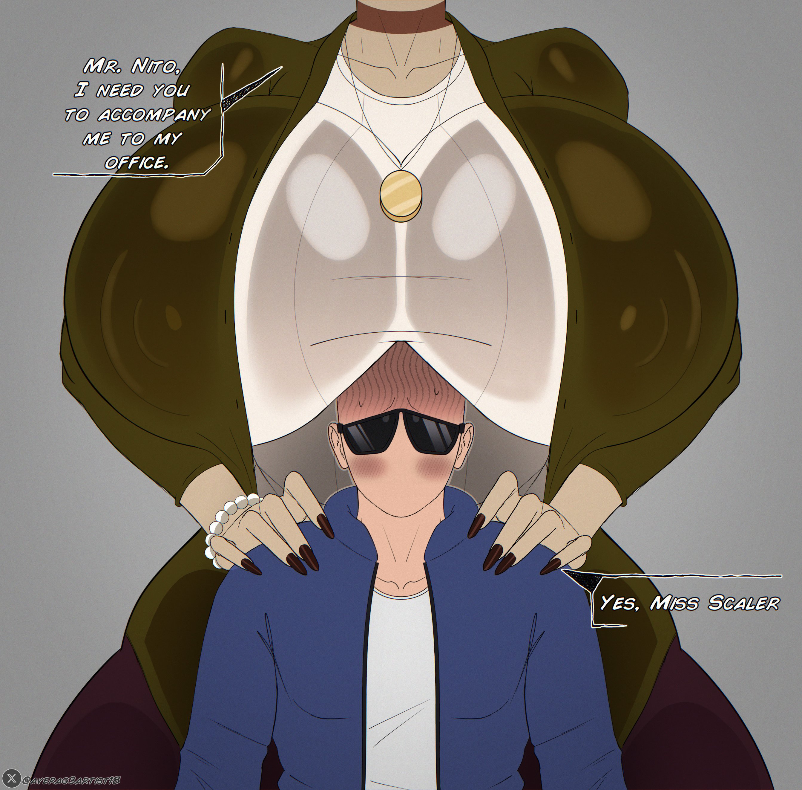 1boy, 1boy1girl, 1girl, 1girl1boy, 1girls, 2d, 2d (artwork), 2d artwork, alternate version available, anthro, anthro female, anthro only, averag3artist18, bead bracelet, beads, big breasts, blush, blushing, breasts, cavemanon studios, clothed, clothing, colored, colorization, colorized, covered nipples, curvaceous, curvaceous figure, curvy, curvy body, curvy female, curvy figure, dialog, dialogue, dialogue box, dialogue bubble, dinosaur, dinosaur girl, dinosaur humanoid, english, english text, erect nipples, erect nipples under clothes, female, fully clothed, glasses, gonzalo costa, hi res, high quality, high resolution, highres, hips, human, human on anthro, human on humanoid, humanoid, i wani hug that gator, i wani hug that gator!, inco (iwhtg), interspecies, large breasts, larger female, light skin, light-skinned male, male, nails, necklace, nipples, oviraptor, oviraptorid, oviraptorosaur, principal scaler, reptile, reptile girl, reptile humanoid, scalie, scalie female, scalie humanoid, shirt, simple background, smaller male, sunglasses, text, text box, text bubble, wide hips