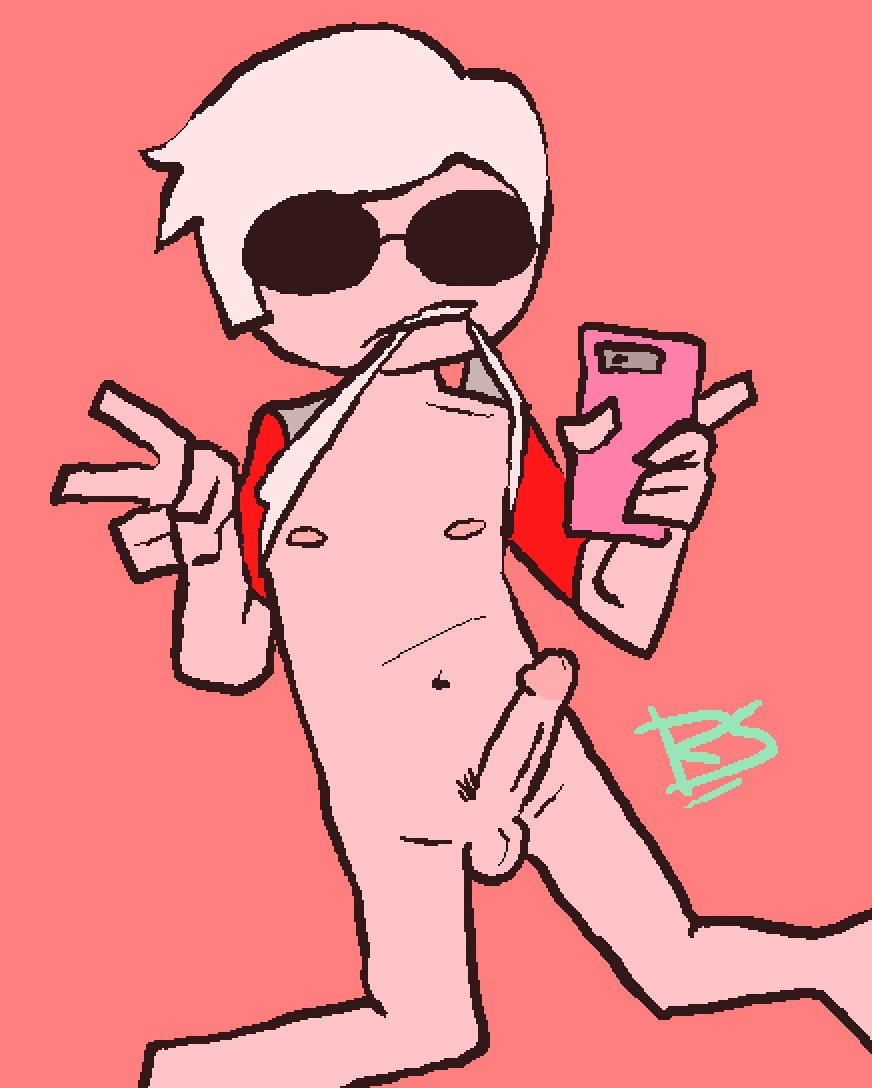 1boy color colored davc dave_strider glasses headgear headwear homestuck looking_at_viewer male male_focus male_only masculine mostly_nude mostly_nude_male partially_clothed partially_clothed_male roxy_strider roxystriderdick shades sl solo solo_male sunglasses weird