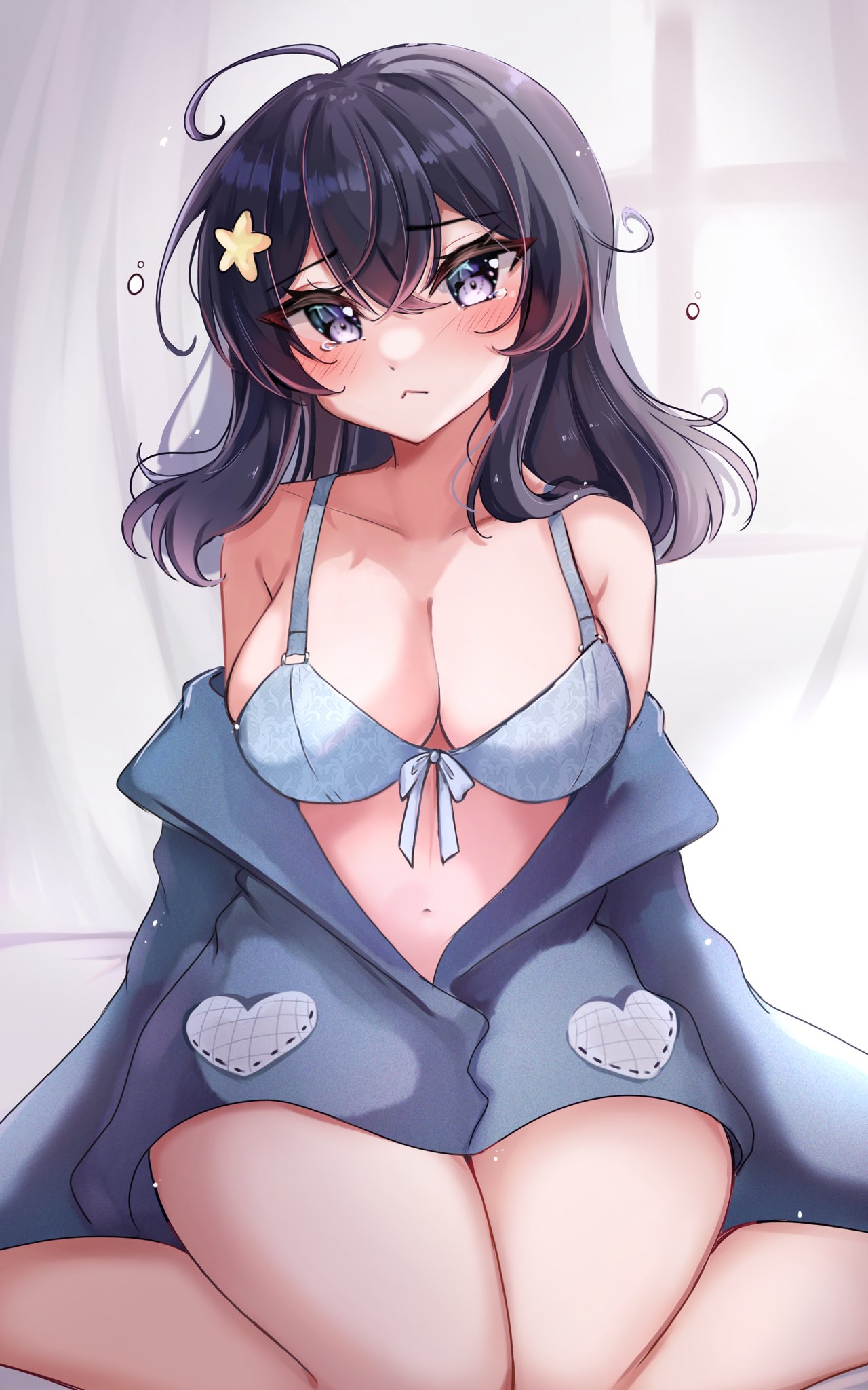 black_hair blue_eyes breasts female lilnoot_(vtuber) penguin_girl short_hair virtual_youtuber