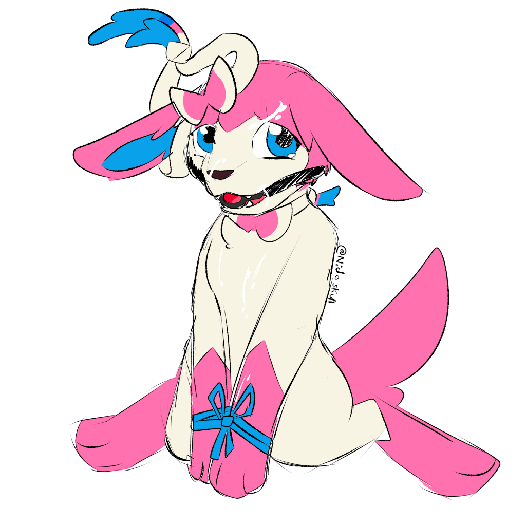 artist_upload blue_rope bondage covered_in_cum crying crying_with_eyes_open cum fur generation_6_pokemon looking_at_viewer nidoskull pink_fur pokemon ring_gag sylveon tagme tied_hands tied_up white_fur