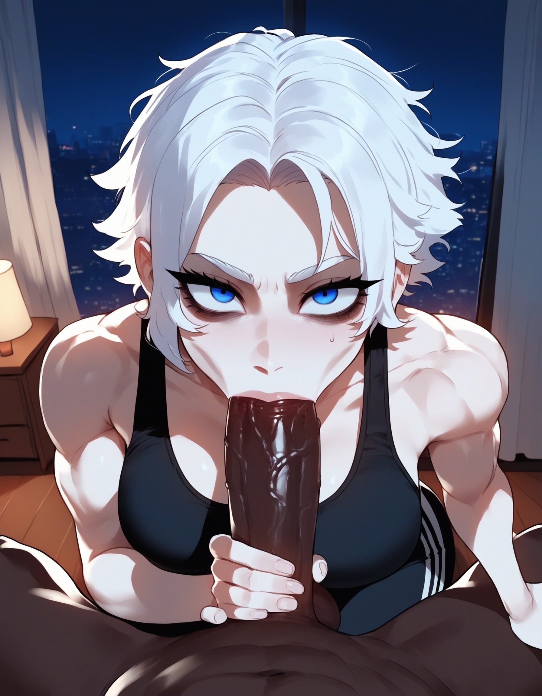 1girls, abs, ai generated, ass, big ass, big breasts, big butt, big penis, blowjob, blue eyes, breasts, dark skin, dark-skinned male, dominant male, eyelashes, eyeshadow, fellatio, female, fit, fit female, hair covering eye, helen (xandr), huge ass, huge breasts, interracial, light skin, light-skinned female, male, male pov, mature, mature female, mommy, muscular, muscular female, oral, pale skin, pale-skinned female, penis, pov, pov eye contact, sex, short hair, straight, thick ass, thick legs, thick lips, thick thighs, veiny penis, very short hair, voluptuous, voluptuous female, white hair, xandr
