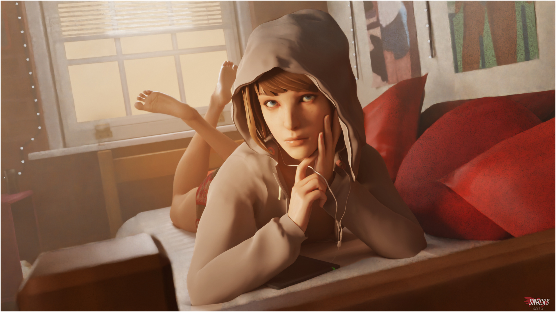 3d, barefoot, feet, female, full color, hoodie, life is strange, max caulfield, no penetration, snacks scrap, soles, solo, solo female, tagme, the pose, toes
