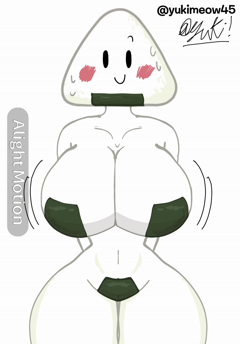 absurd res, absurd resolution, absurdres, alight motion, animated, artist name, artist signature, artist watermark, battle for dream island, bfb, bfdi, big boobs, big breasts, breasts, cleavage, covering breasts, food, food creature, food humanoid, food porn, hi res, high resolution, highres, humanoid, jacknjellify, japanese food, jiggling breasts, jnj, maebari, motion lines, object head, object show, object show community, object shows, onigiri, onigiri (tpot), osc, seaweed, self upload, tagme, the power of two, thick thighs, thighs, tpot, watermark, white background, yuki! (artist), yukimeow45