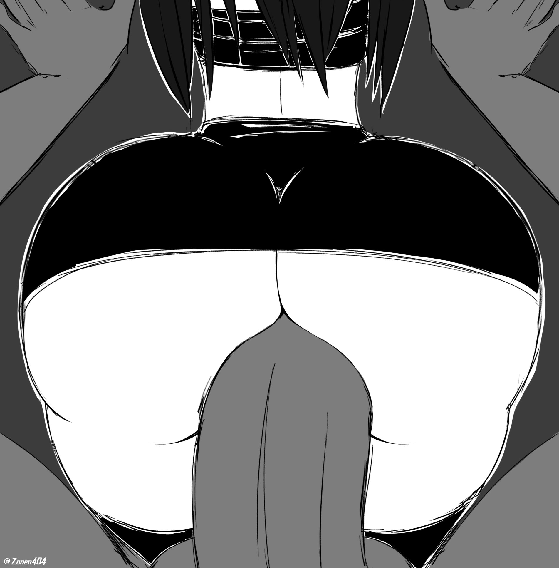 1girls, anal sex, ass, ass focus, doggy style, female, huge ass, monochrome, penetration, sex, tagme, zonen404