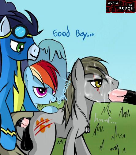 2012 balls blue_fur brown_eyes cum cum_in_ass cum_inside cum_on_face cutie_mark dragk english_text equine female friendship_is_magic furry gay hair horse horsecock male multicolored_hair my_little_pony no_humans oral original_character outside penis pony purple_eyes rainbow_dash_(mlp) rainbow_hair sex soarin_(mlp) spitroast straight_hair text threesome vladimir watching wonderbolts_(mlp)