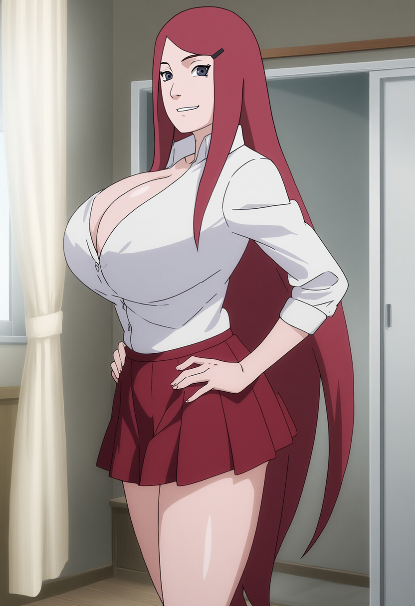1girls ai_generated bare_chest bare_legs big_ass big_breasts blue_eyes breasts breasts_bigger_than_head bursting_breasts busty cleavage cleavage_overflow clothing extremely_long_hair fantasyprompt female female_focus female_only hands_on_hips hourglass_figure huge_ass huge_breasts long_hair looking_at_viewer mature mature_female milf naruto naruto_(series) naruto_shippuden pinup pleated_skirt red_hair revealing_clothes school_uniform schoolgirl seductive seductive_eyes seductive_look seductive_smile shirt skimpy skimpy_clothes skirt slim_waist smile solo solo_focus swept_bangs thick_thighs thighs top_heavy top_heavy_breasts upper_body uzumaki_kushina very_long_hair voluptuous voluptuous_female wide_hips