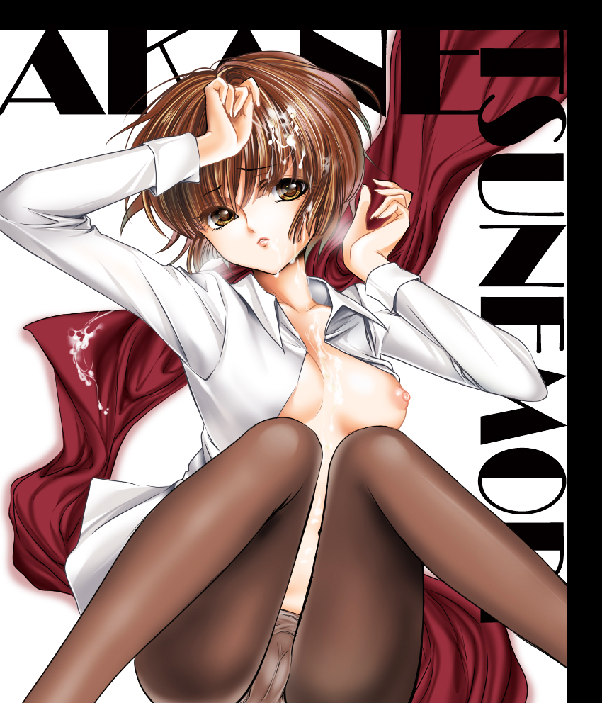 1girls 2012 breasts breasts_out brown_eyes brown_hair cameltoe cum cum_on_body cum_on_chest cum_on_hair cum_on_upper_body cyberpunk dress_shirt female jump_sq. nadi2697 open_clothes pantyhose production_ig psycho-pass shirt short_hair solo tsunemori_akane