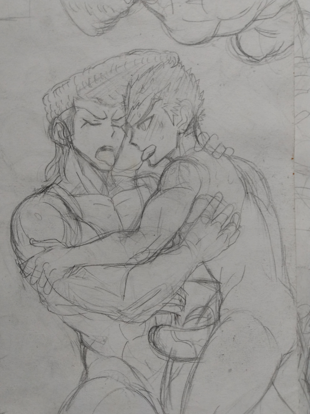burankoprn danganronpa danganronpa:_trigger_happy_havoc french_kiss gay kissing kiyotaka_ishimaru making_out male male/male male_focus male_only mondo_oowada muscular muscular_male naked naked_male nude nude_male penis sketch spit spit_strand spit_trail tongue tongue_kiss tongue_out yaoi