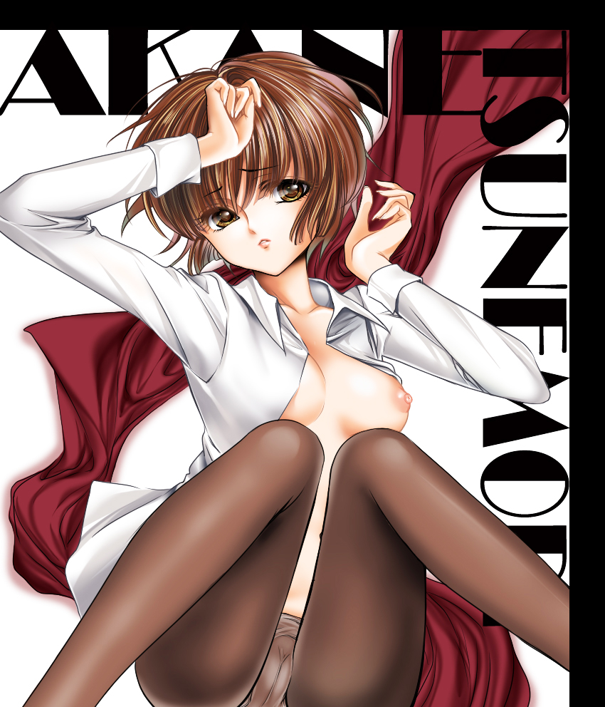 1girls 2012 artist_request breasts breasts_out brown_eyes brown_hair cameltoe cyberpunk dress_shirt female jump_sq. nadi2697 open_clothes pantyhose production_ig psycho-pass shirt short_hair solo tsunemori_akane