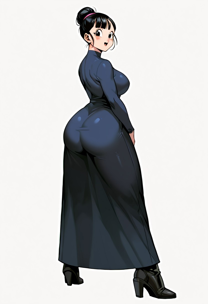 ai_generated black_heels chichi dragon_ball dragon_ball_z dress, heels hi_res long_dress me tagm