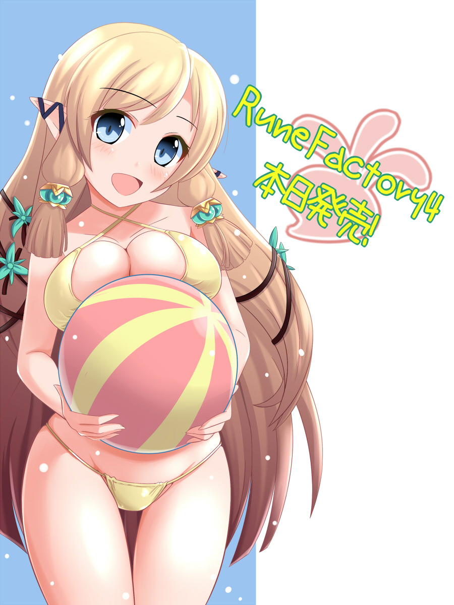 beach_ball bikini blonde_hair blue_eyes long_hair margarete_(rune_factory) rune_factory rune_factory_4 tagme