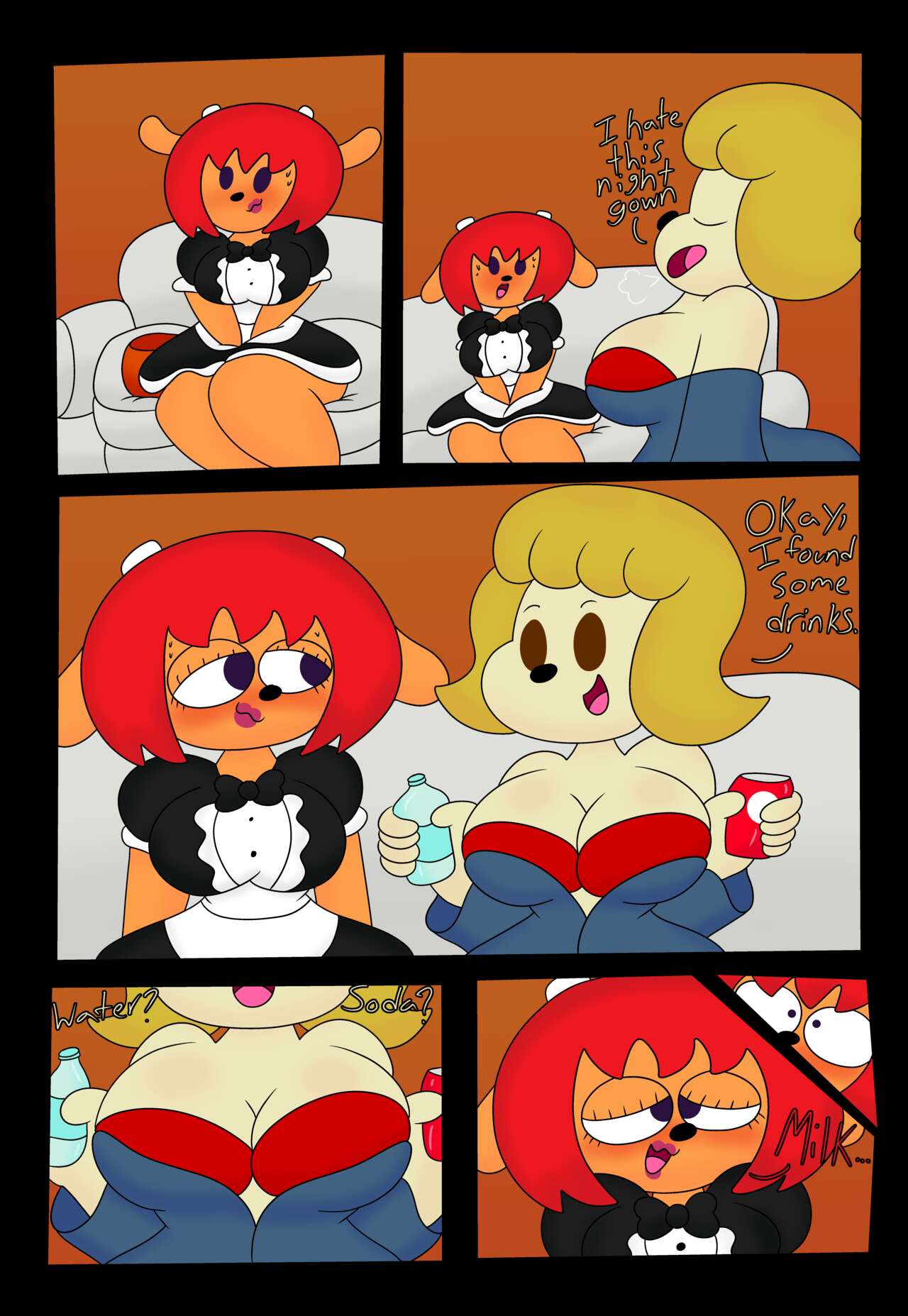 3barts big_breasts blush comic halloween lammy_lamb lesbian maid mama_parappa parappa_the_rapper playstation sony sony_corporation sony_interactive_entertainment um_jammer_lammy yuri