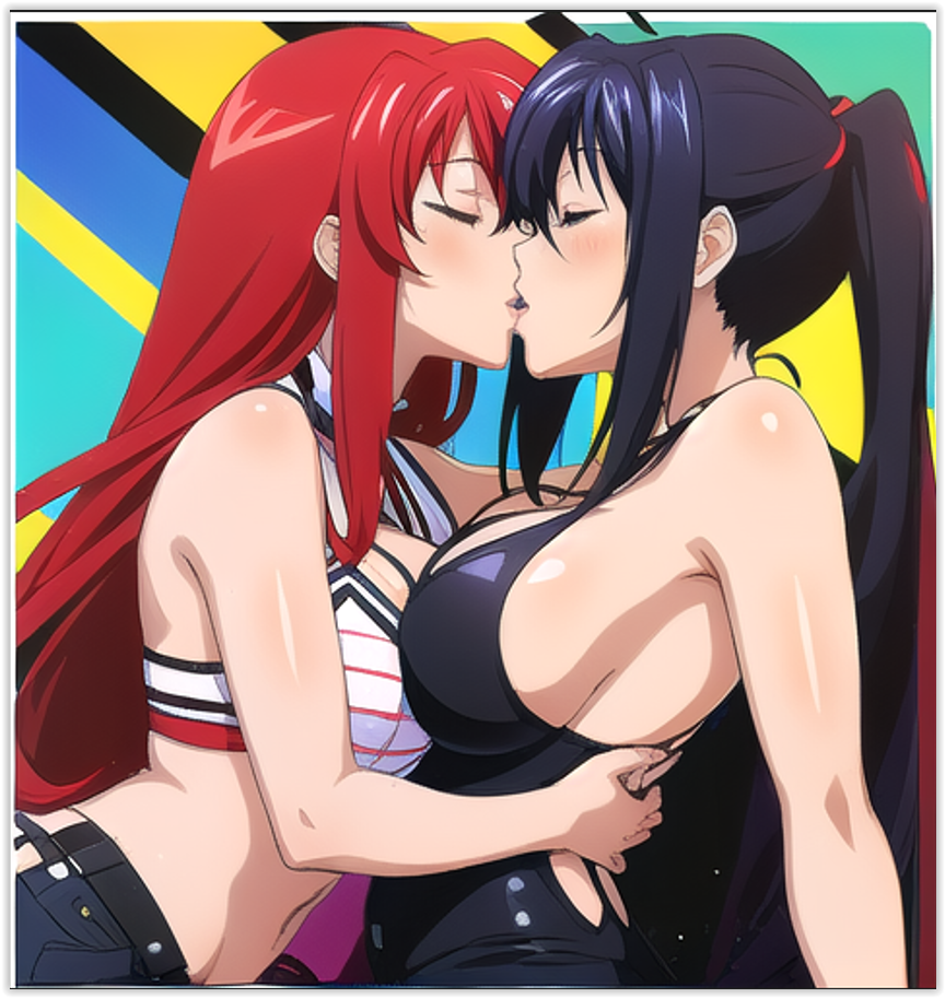 2females 2girls 2women ai_generated akeno_himejima girlfriends high_school_dxd lesbian_couple lesbian_kiss lesbian_sex love lovers rias_gremory sapphic yuri yuri yuri