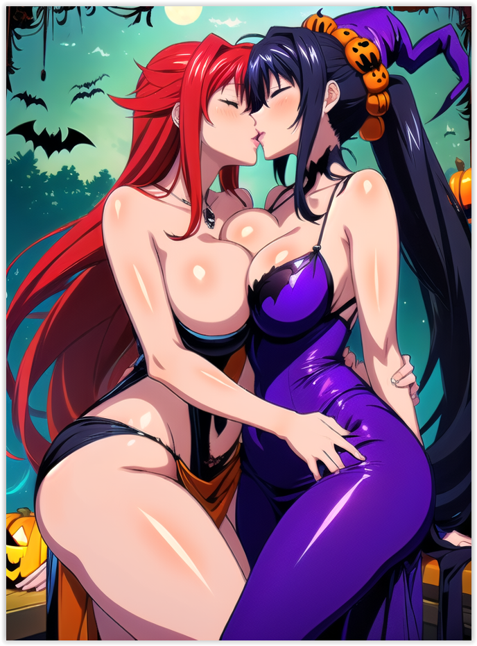 2females 2girls 2women ai_generated akeno_himejima girl_on_girl high_school_dxd lesbian_couple lesbian_kiss lesbian_sex rias_gremory yuri yuri yuri