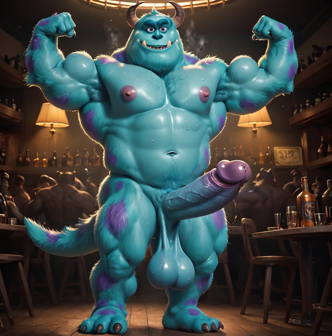 1boy abs ai_generated anthro armpits balls bara big_balls big_muscles big_nipples big_pecs big_penis blue_fur booster_rex daddy dilf erect_nipples erection flexing gay horn huge_balls huge_cock huge_muscles huge_nipples huge_pecs hunk male male_only monster monsters_inc muscular muscular_anthro muscular_male navel nipples nude pecs penis solo sulley