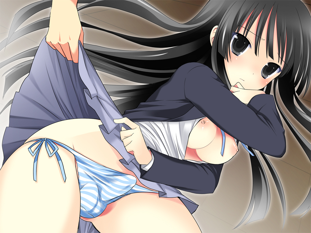 1futa areolae balls balls_in_panties bangs black_eyes black_hair blunt_bangs breasts bulge cameltoe curvy erect_nipples erection erection_under_clothes erection_under_skirt futa_only futanari hime_cut human human_only impossible_clothes impossible_clothing impossible_underwear intersex k-on! long_hair makita makita_maki medium_breasts mio_akiyama_(k-on!) nipples no_bra panties panty_bulge pantyshot penis penis_in_panties penis_under_clothes penis_under_skirt school_uniform side-tie_panties skirt skirt_lift skirt_pull small_penis solo striped striped_panties tenting underwear upskirt