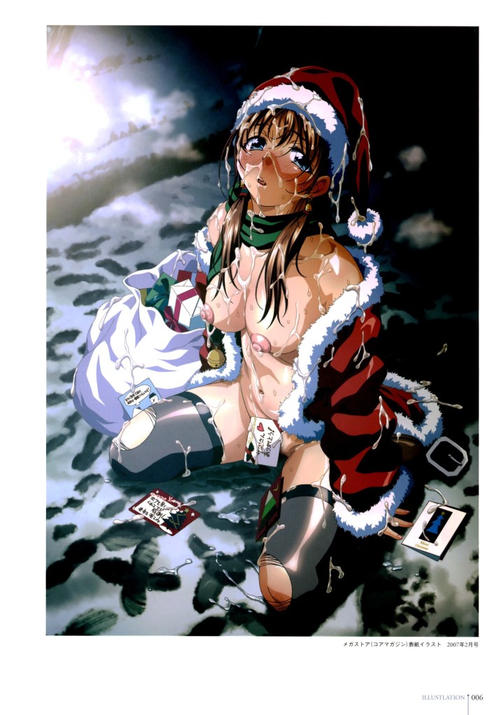 00s 2000s 2007 after_rape after_sex arm_support blue_eyes blush braid breasts brown_hair bukkake christmas christmas_costume cum cum_on_body cum_on_breasts cum_on_clothes cum_on_floor cum_on_hair cum_on_legs cum_on_lower_body cum_on_upper_body facial functionally_nude holidays human human_only kneeling nipples no_bra no_panties original outdoor_sex outdoors scarf straight_hair taki_minashika thighhighs torn_thighhighs twin_braids