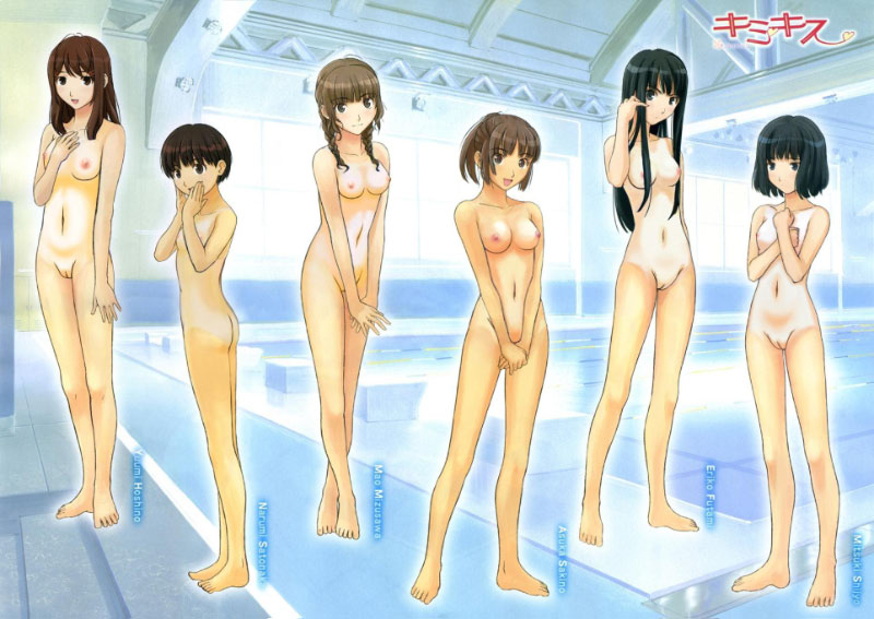 6girls breasts completely_nude female female_only futami_eriko group hoshino_yuumi kimi_kiss mizusawa_mao multiple_girls nude pool pussy sakino_asuka satonaka_narumi shijou_mitsuki tanline uncensored