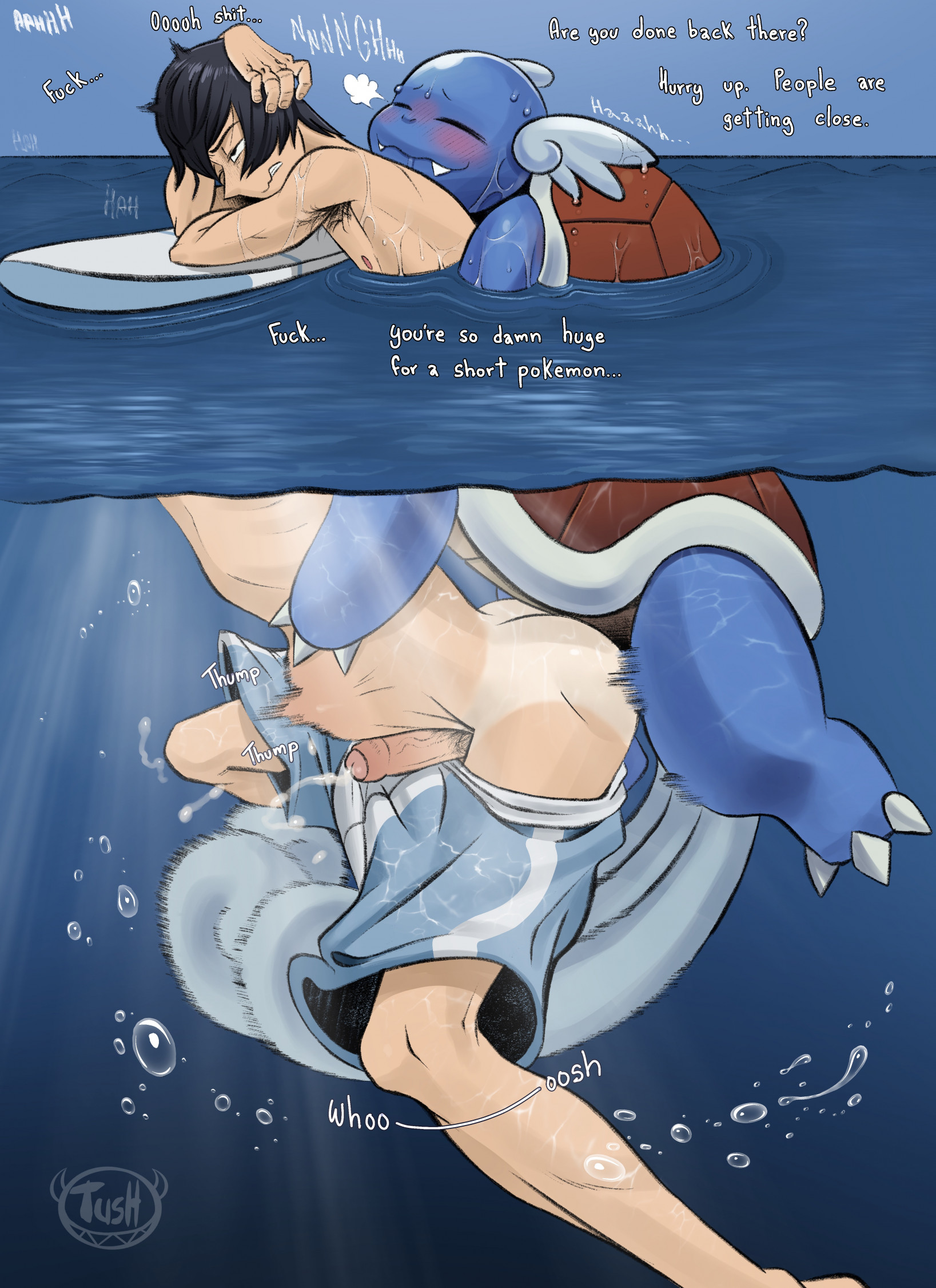 from behind, gay, male, male/male, orgasm, pokémon (species), pokemon, pokemon (species), pokephilia, precum, precum drip, submerged, tagme, tush, underwater, underwater sex, underwater view, wartortle