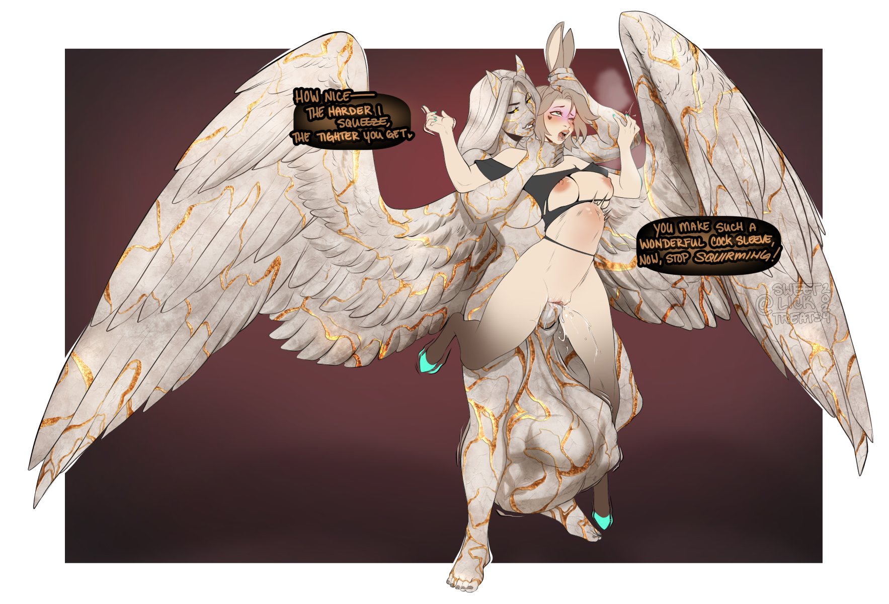 1futa, 1girls, 1other, aggressive futa, ambiguous gender, ambiguous prey, angel, angry, animal ears, balls, ballsack, big balls, big breasts, big penis, black sclera, blush, breasts, choking, cock, cock sleeve, cock vore, completely nude, corruption, digital media (artwork), dominant, domination, female, femsub, final fantasy, final fantasy xiv, from behind, from behind position, fucked from behind, fucked into submission, fucked senseless, fucked silly, futa on female, futa pred, futadom, futanari, gold (metal), gold eyes, gold veins, grabbing, hair, horns, humanoid, hyper, hyper balls, hyper genitalia, hyper penis, imminent cumflation, imminent death, imminent ejaculation, imminent impregnation, imminent orgasm, impossible fit, intersex, interspecies, interspecies rape, kemonomimi, lagomorph, lagomorph humanoid, light skin, light-skinned female, living sex toy, long hair, monster futa, monster girl, monster rape, nude, nude female, nude futa, nude futa nude female, open mouth, penis, pussy, questionable consent, rabbit, rabbit ears, rabbit humanoid, rape, sex, sin eater, sin eater transformation, size difference, stomach bulge, stomach deformation, sweetburn, sweetlicktreats, sweets (sweetlicktreats), sweets remivas (sweetburn), tagme, tastefulgaping, toeless socks (marking), transformation, trio, used like a toy, vaginal penetration, viera, vore swap, white body, white hair