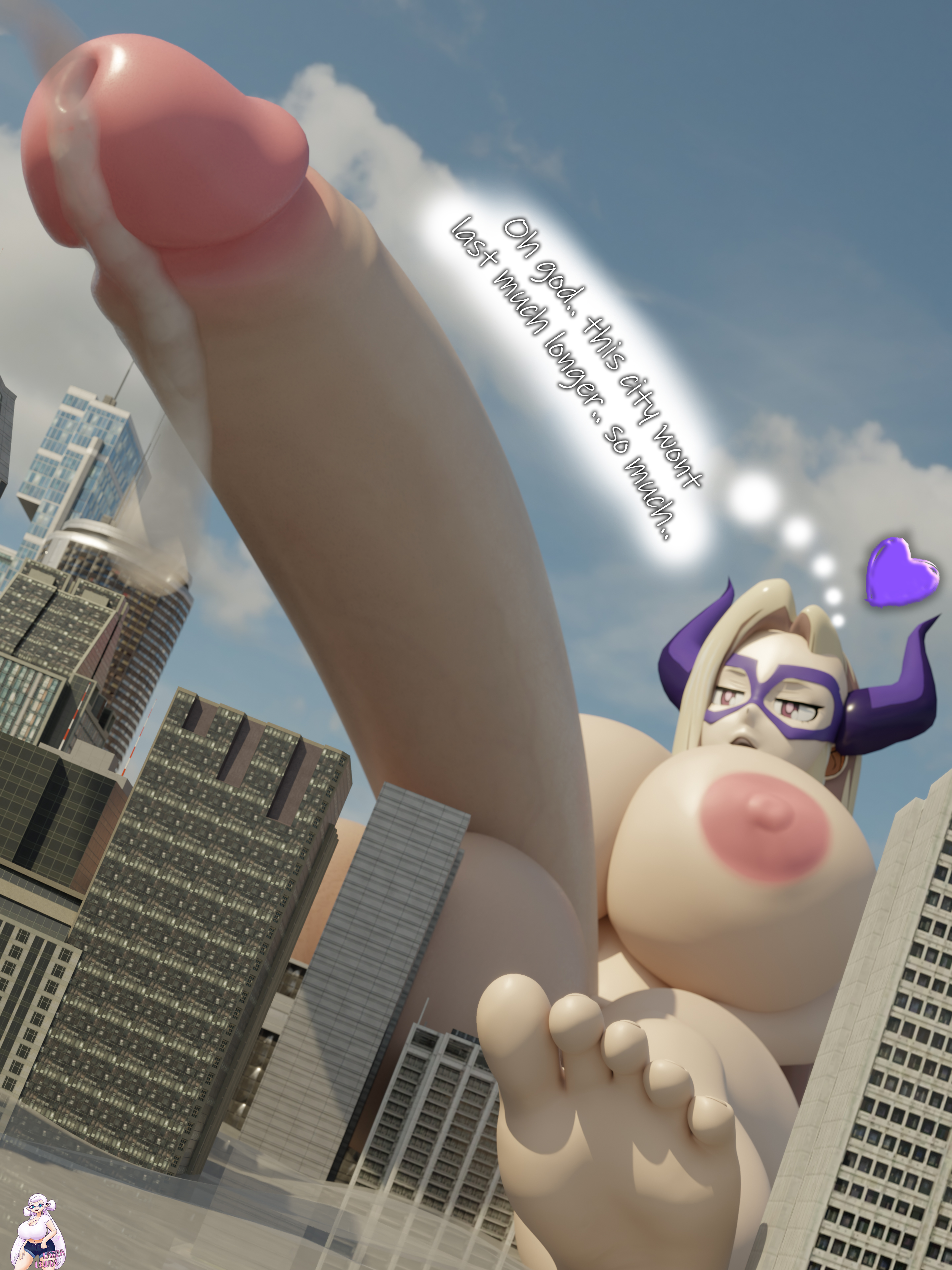 1futa, 3d, areolae, ass, balls, big areola, big balls, blonde hair, boku no hero academia, breasts, breasts bigger than head, city, continuously cumming, cum, cum flood, cumming the city, cumshot, dick, dickgirl, english text, erect penis, erection, futa giantess, futa only, futanari, giantess, gigantic breasts, gigantic penis, horns, huge balls, huge breasts, huge cock, hyper, hyper balls, hyper breasts, hyper penis, intersex, lazza (artist), light skin, light-skinned futa, long hair, macro, mount lady, my hero academia, nipple, nipples, no bra, no panties, nude, nude futa, penis, precum, saving the day, superhero, superhero mask, superheroine, superheroine mask, testicles, text, yuu takeyama