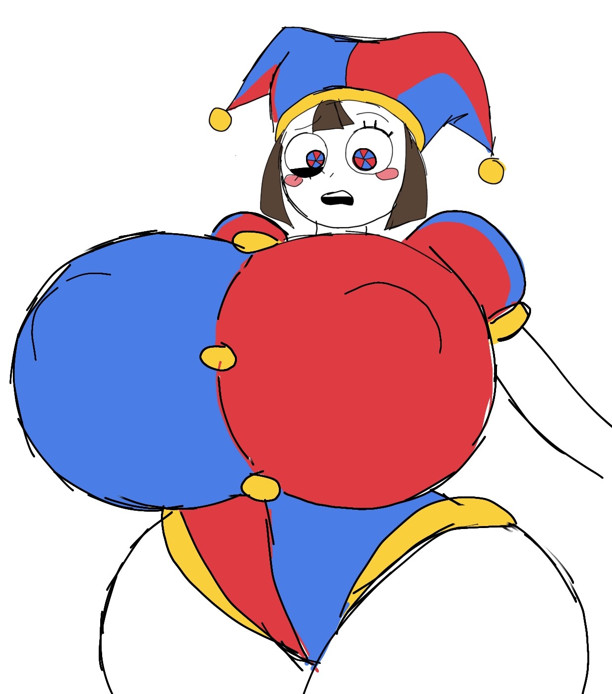1girls, breasts, female, female only, glitch productions, huge breasts, jpg, momiji (artist), pomni (the amazing digital circus), solo, solo female, tagme, the amazing digital circus, twitter link