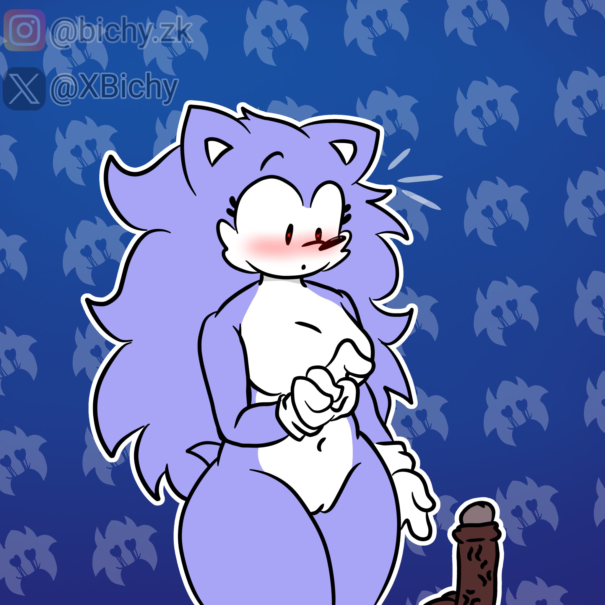 ass, big ass, big breasts, black eyes, breasts, female, friday night funkin, friday night funkin mod, pastel, purple fur, sonic (series), sonic.exe (series), tongue, tongue out, wacky (sonic.exe)