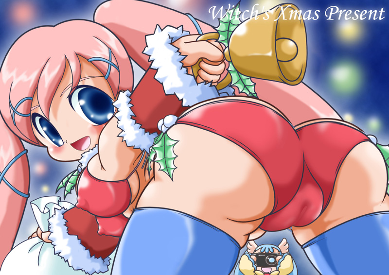 akai_maho angel_lulu bell christmas doki_doki_majo_shinpan pink_hair tagme