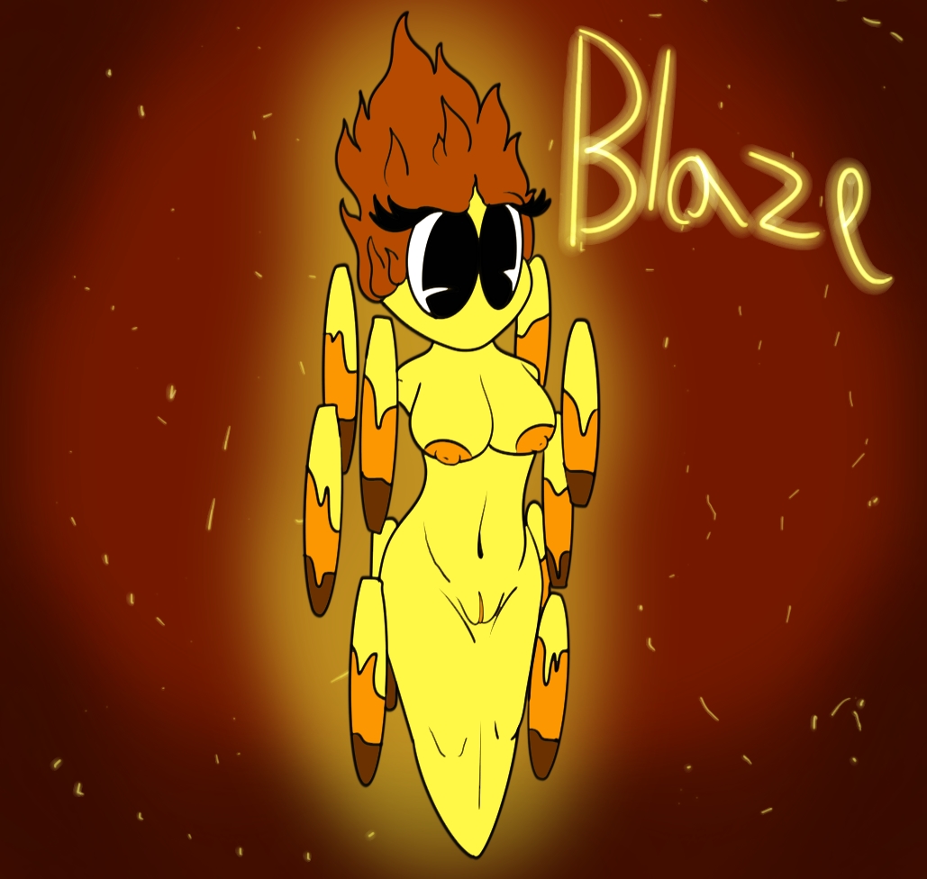 anthro armless blaze_(minecraft) breasts crazy_8_animations eyelashes female fire flaming_hair floating floating_object genitals glowing humanoid legless microsoft minecraft mojang mouthless navel nipples pseudo_hair pussy simple_background skinny solo xbox_game_studios