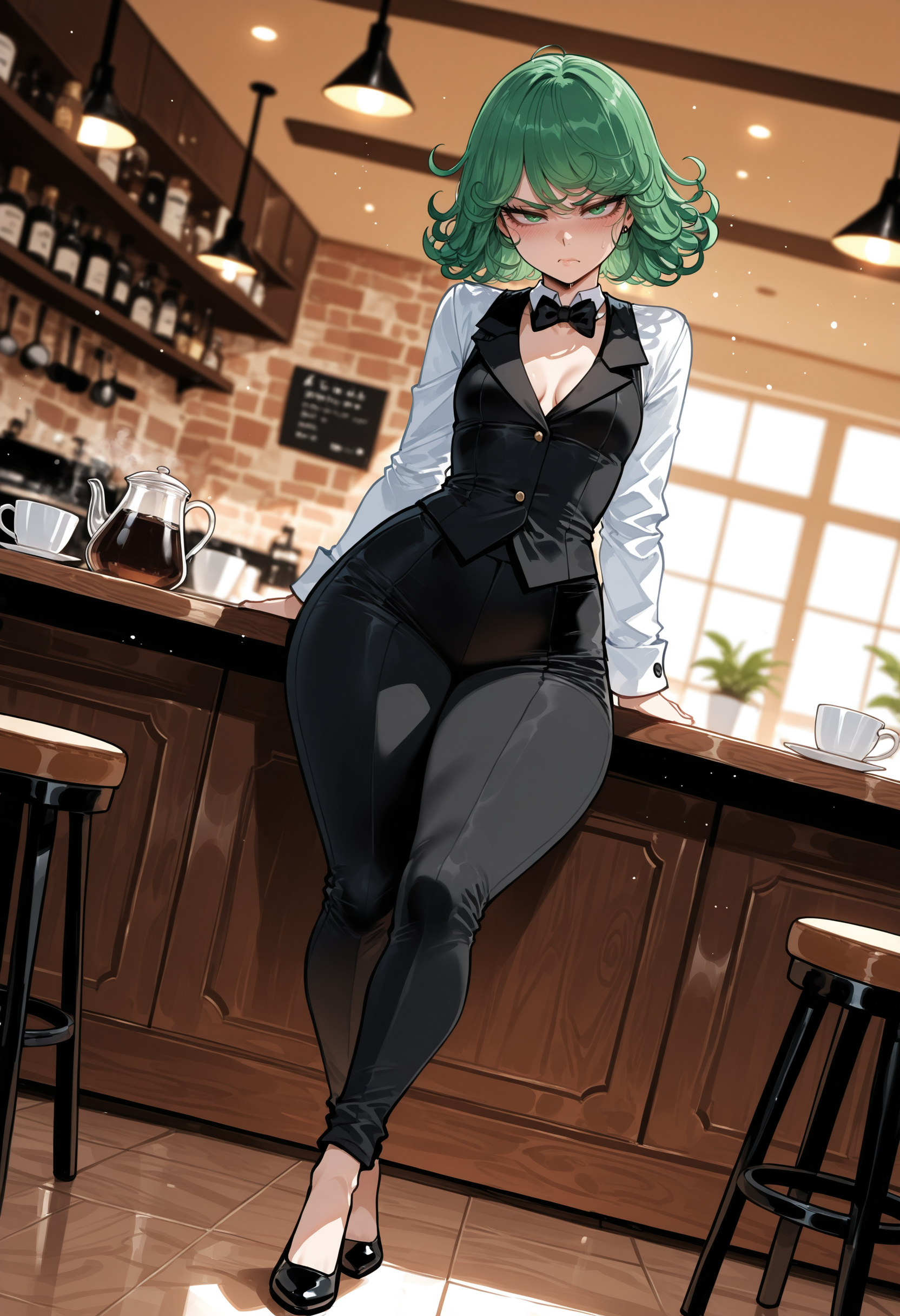 1girls, ai generated, big ass, big butt, big thighs, cute, green eyes, green hair, hot, huge ass, huge butt, huge thighs, lifting, looking at viewer, maid, maid uniform, miyuai, one-punch man, sexy, sexy body, solo, tatsumaki, thick, thick ass, thick butt, thick legs, thick thighs