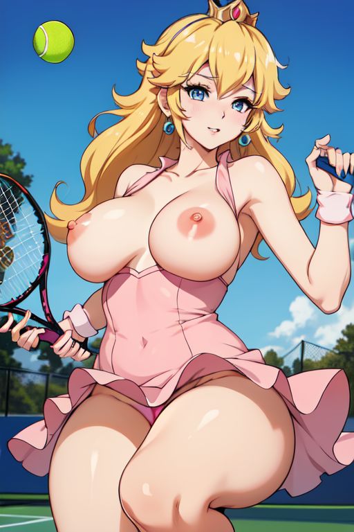 ai ai_generated generated large_breasts mario_(series) mario_tennis panties peach princess princess_peach royalty tennis