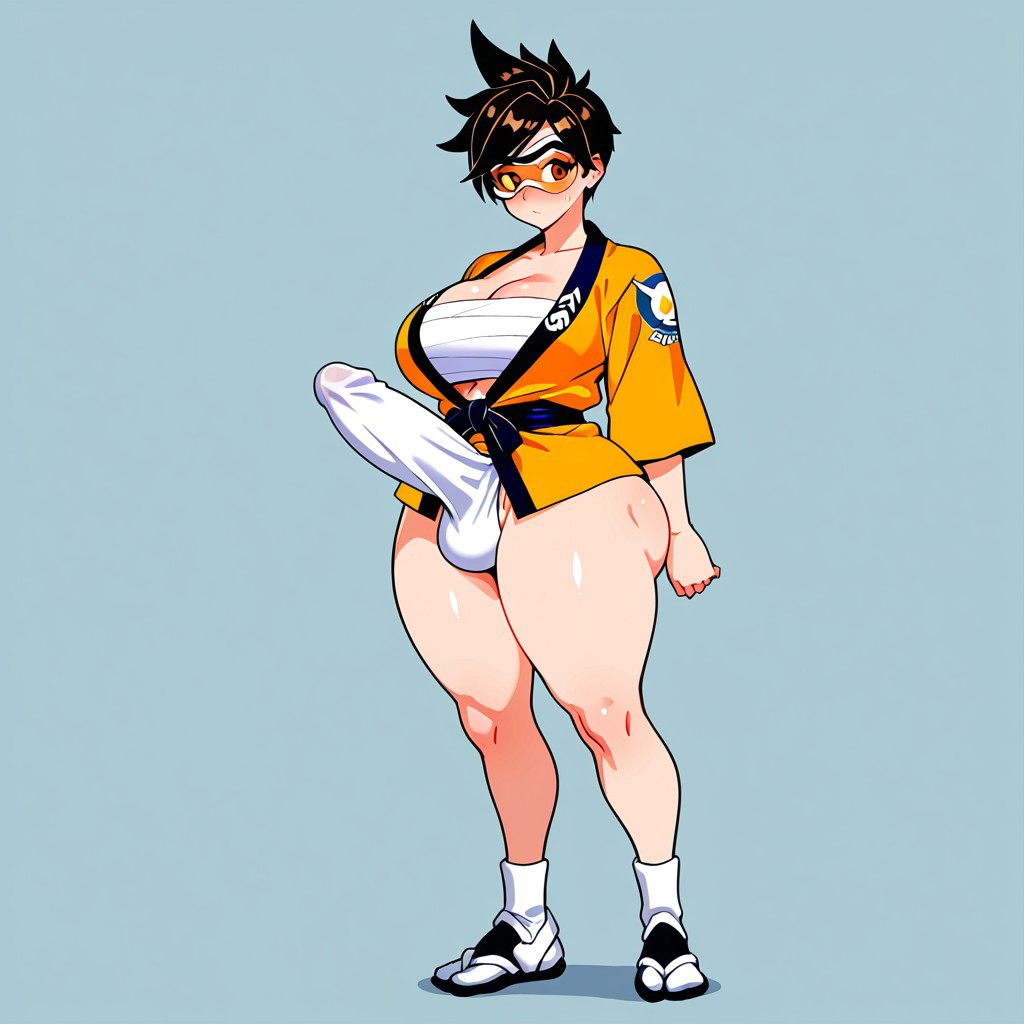 1futa ai_generated ass ass big_ass big_breasts big_butt breasts erection erection_under_clothes erection_under_loincloth fundoshi fundoshi_futanari fundoshilover101 futanari happi_(clothing) huge_ass huge_butt loincloth overwatch sarashi tracer