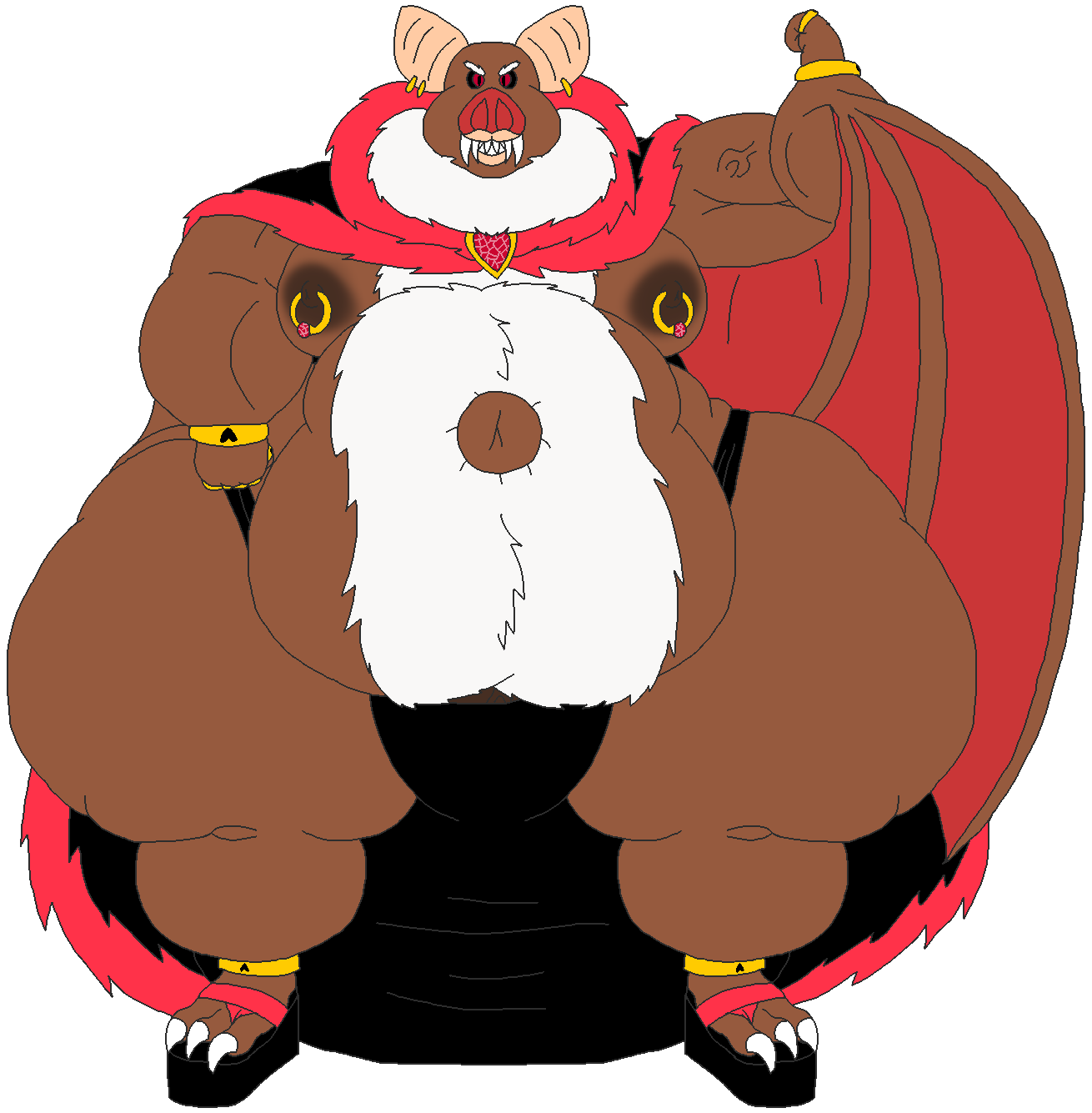 alythewolfcat anthro asian_mythology bat belly_hair big_bulge black_sclera body_hair bracelet bulge cape chest_hair clothing demon detailed_bulge digit_ring dylan_ameyama ear_piercing ear_ring east_asian_mythology eyebrows fangs flexing footwear genital_outline hair hi_res huge_bulge huge_thighs hyper hyper_bulge hyper_thighs japanese_mythology jewelry leaf-nosed_bat lips male mammal microbat musclegut muscular mythology navel nipple_piercing nipple_ring nipples obese oni outie_navel overweight overweight_male penis_outline piercing platform_footwear platform_sandals red_eyes ring_piercing sandals shoes solo speedo swimwear teeth thick_lips thick_thighs vampire vampire_bat white_hair winged_arms wings yangochiropteran yokai