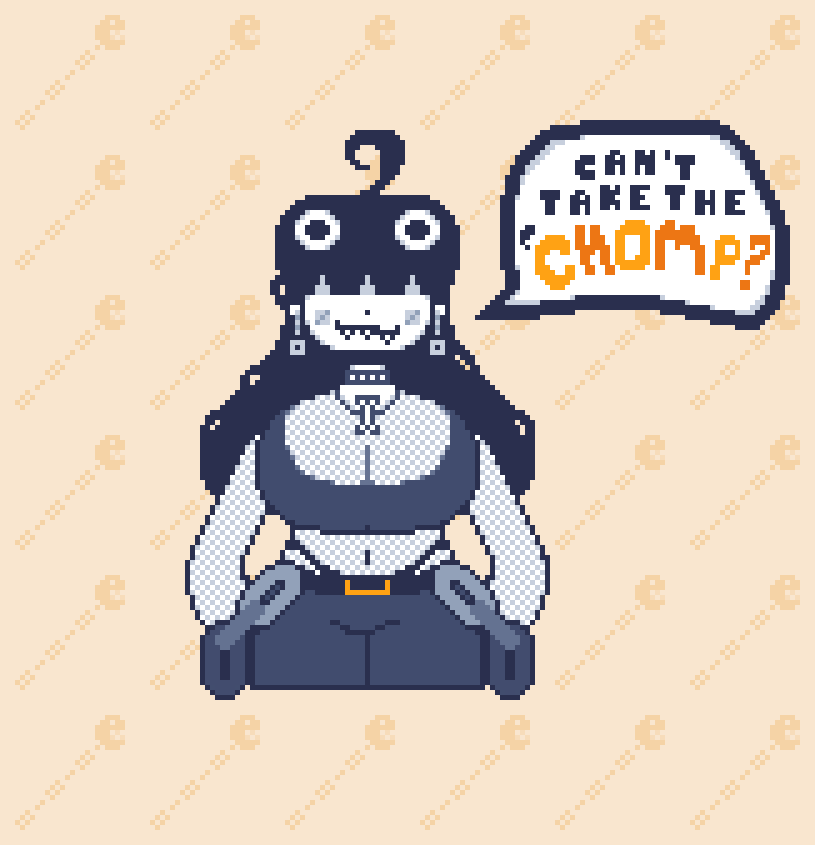 chain_chomp chain_chomp_chick chompette ddeter398278 dialogue fishnets hourglass_figure mario_(series) nintendo original original_character pixel_art skimpy skimpy_clothes super_mario_bros.