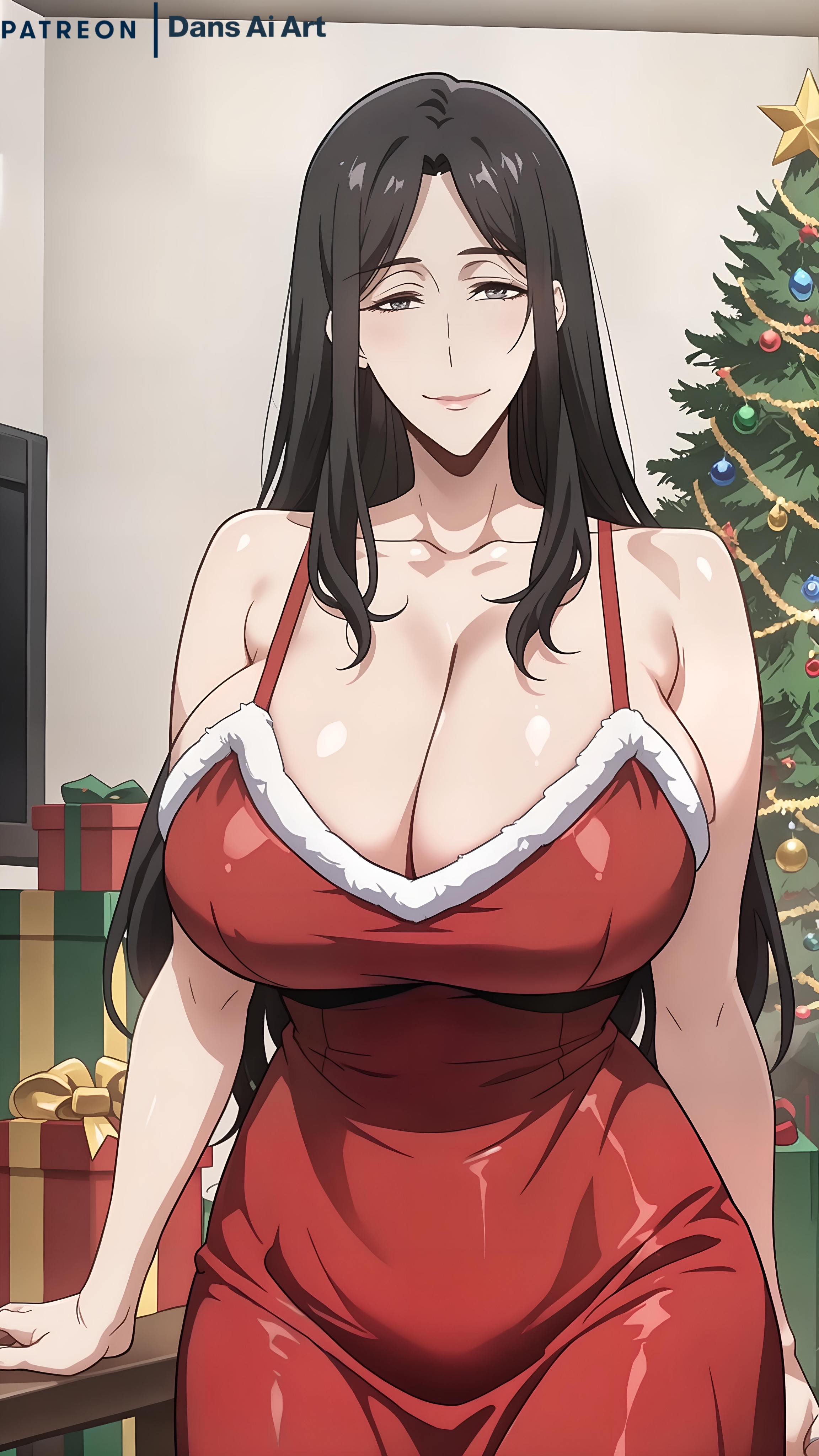 1girls, ai generated, christmas, christmas outfit, dans ai, milf, park kyung hye, solo, solo leveling