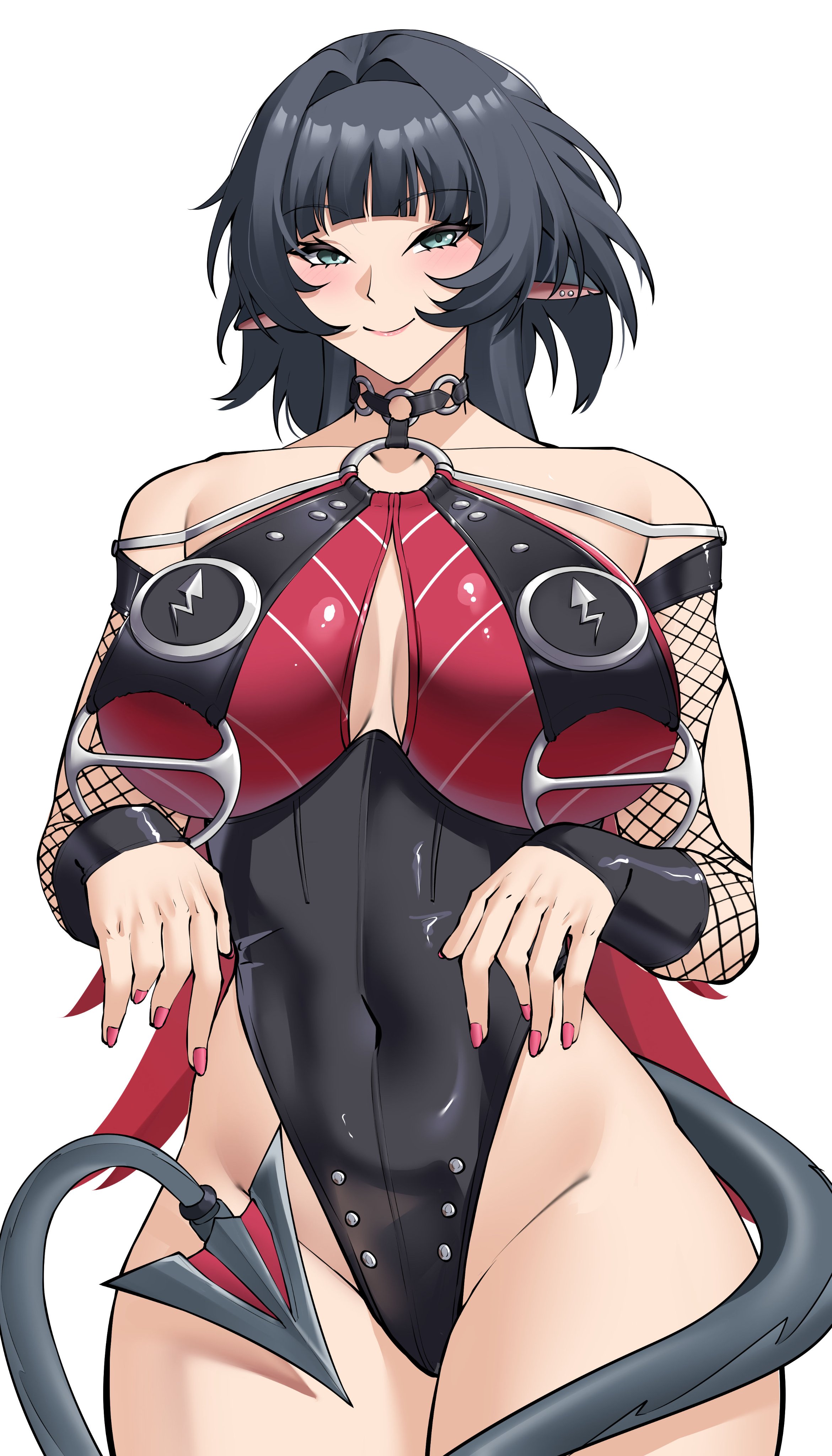 1girls, breasts, female, female focus, female only, highres, jane doe (nocturne of light) (zenless zone zero), jane doe (zenless zone zero), large breasts, light skin, light-skinned female, looking at viewer, obosounds, official alternate costume, one-piece swimsuit, solo, swimsuit, thick thighs, thighs, wide hips, zenless zone zero