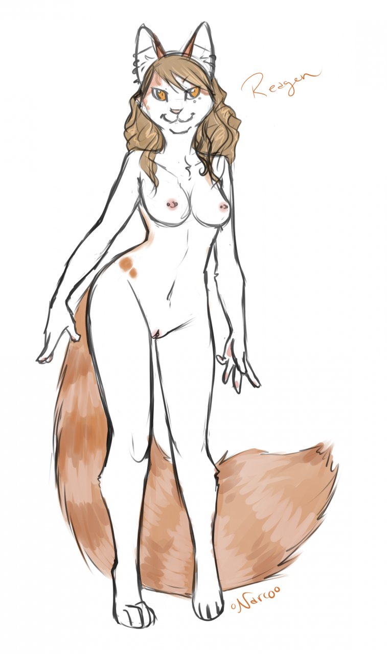 anthro breasts feline female fur furry looking_at_viewer narcotic_sprinkles nude pussy sketch solo standing