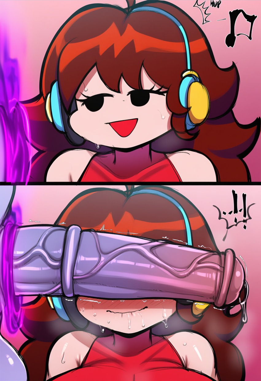 1futa, 1girls, ai generated, big balls, big breasts, big penis, black eyes, blush, brown hair, cant see the haters, cheating girlfriend, cheating wife, cheating with daughter, comic, comic panel, dick covering eyes, doranne, friday night funkin, futa on female, futanari, girlfriend (friday night funkin), headphones, horsecock futa, horsecock on humanoid, impending sex, incest, mommy mearest, mother and daughter, nervous, netorare, novelai, ntr, penis focus, precum, sweating, throbbing penis